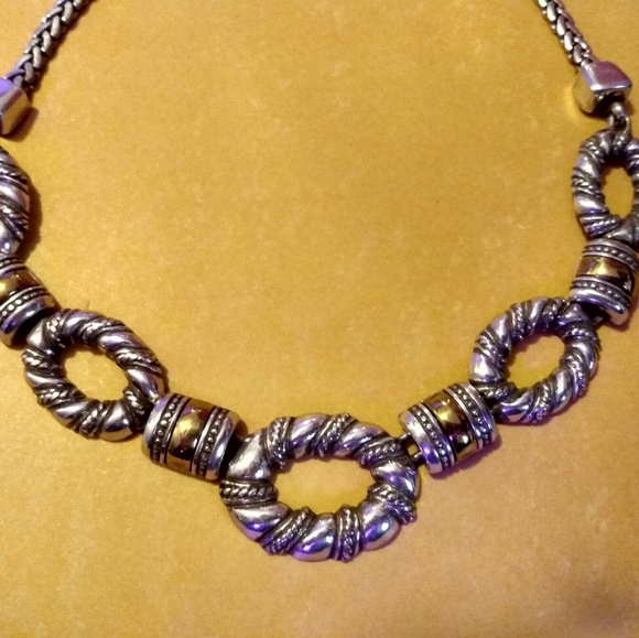 16" Links & Station Silvertone Necklace & Bracelet - Picture 3 of 6